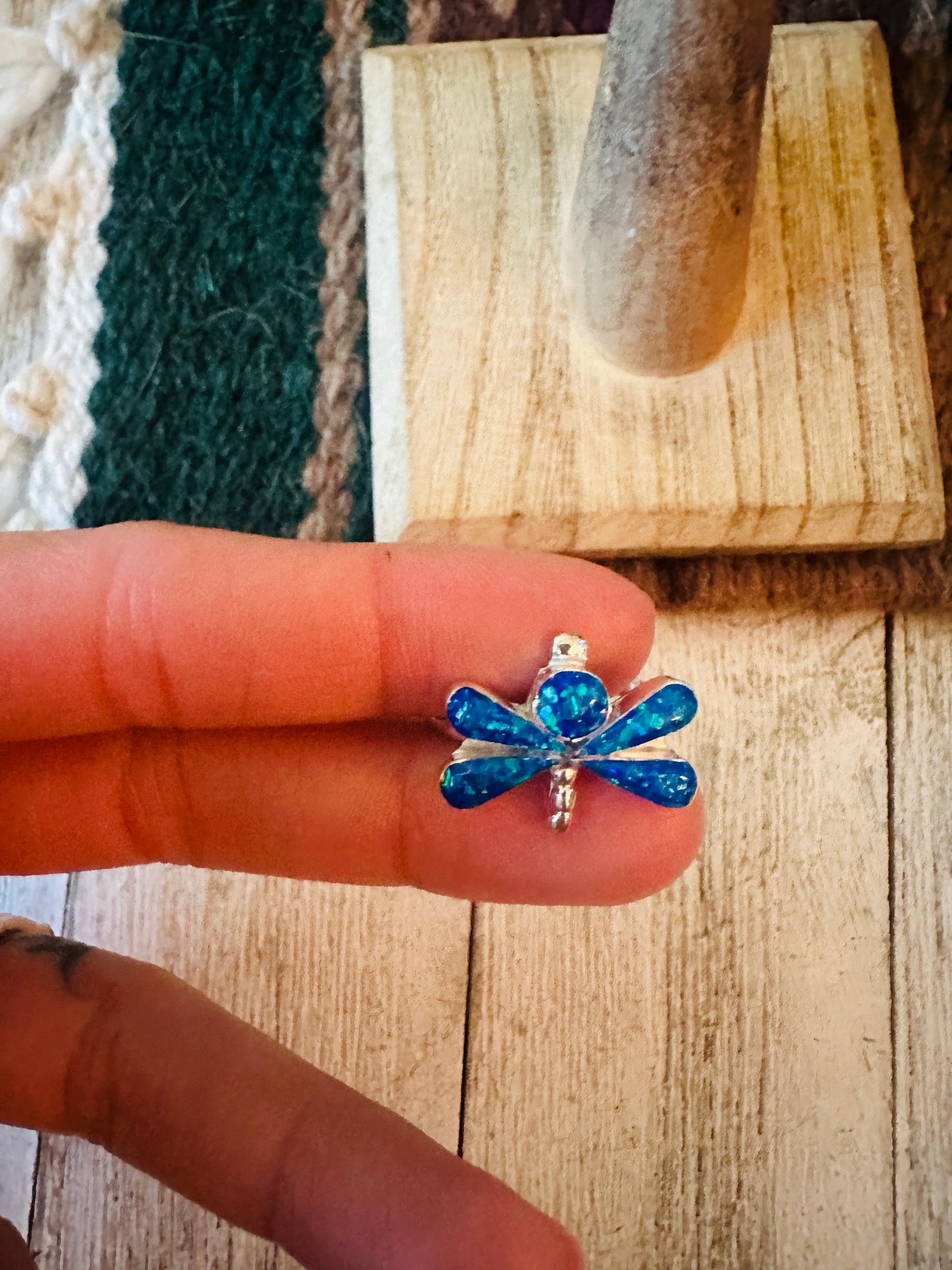 Handcrafted Sterling Silver & Blue Opal Dragonfly Ring