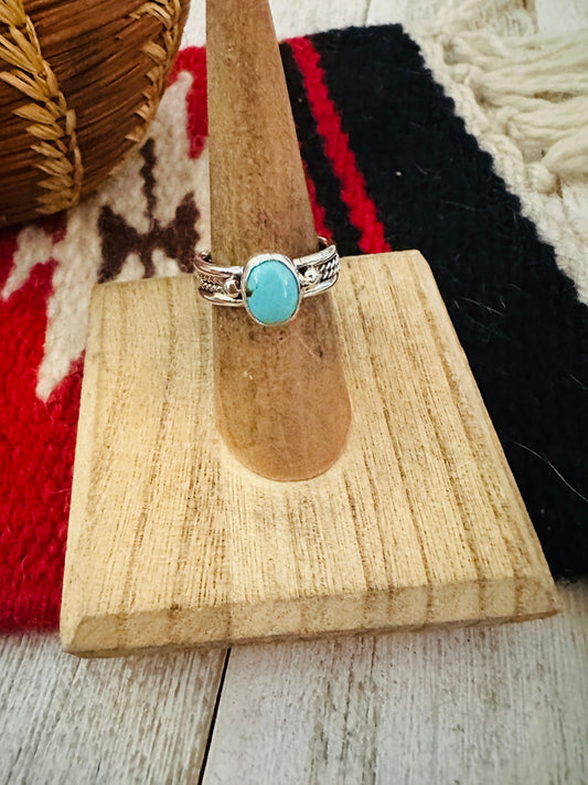 Handcrafted Turquoise & Sterling Silver Ring Size 5.5