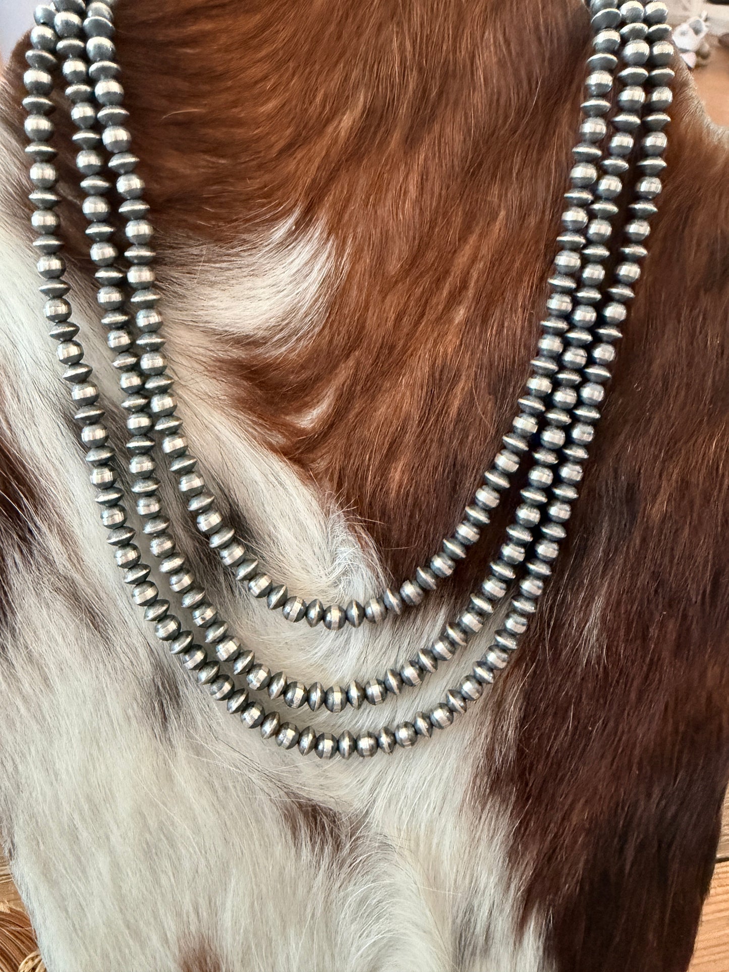 Handcrafted 5mm Sterling Silver Pearl Beaded Necklace