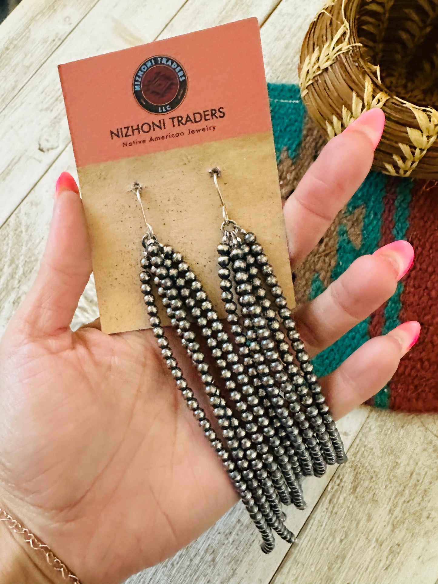 Handcrafted Sterling Silver Pearl Beaded Tassel Dangle Earrings