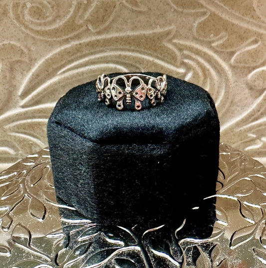 Five Butterflies Sterling Silver Ring