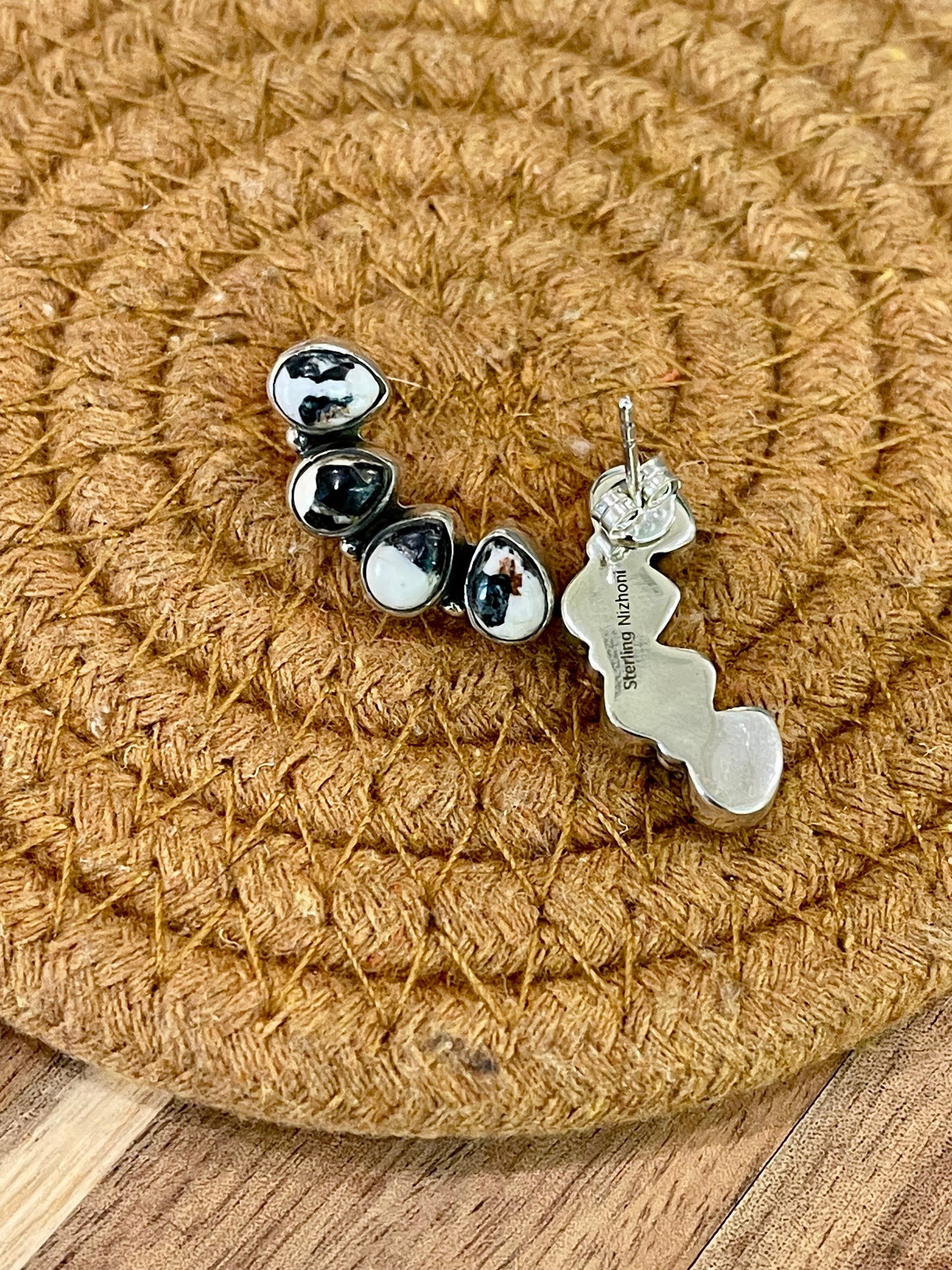 Beautiful Handmade Sterling Silver & White Buffalo Post Earrings