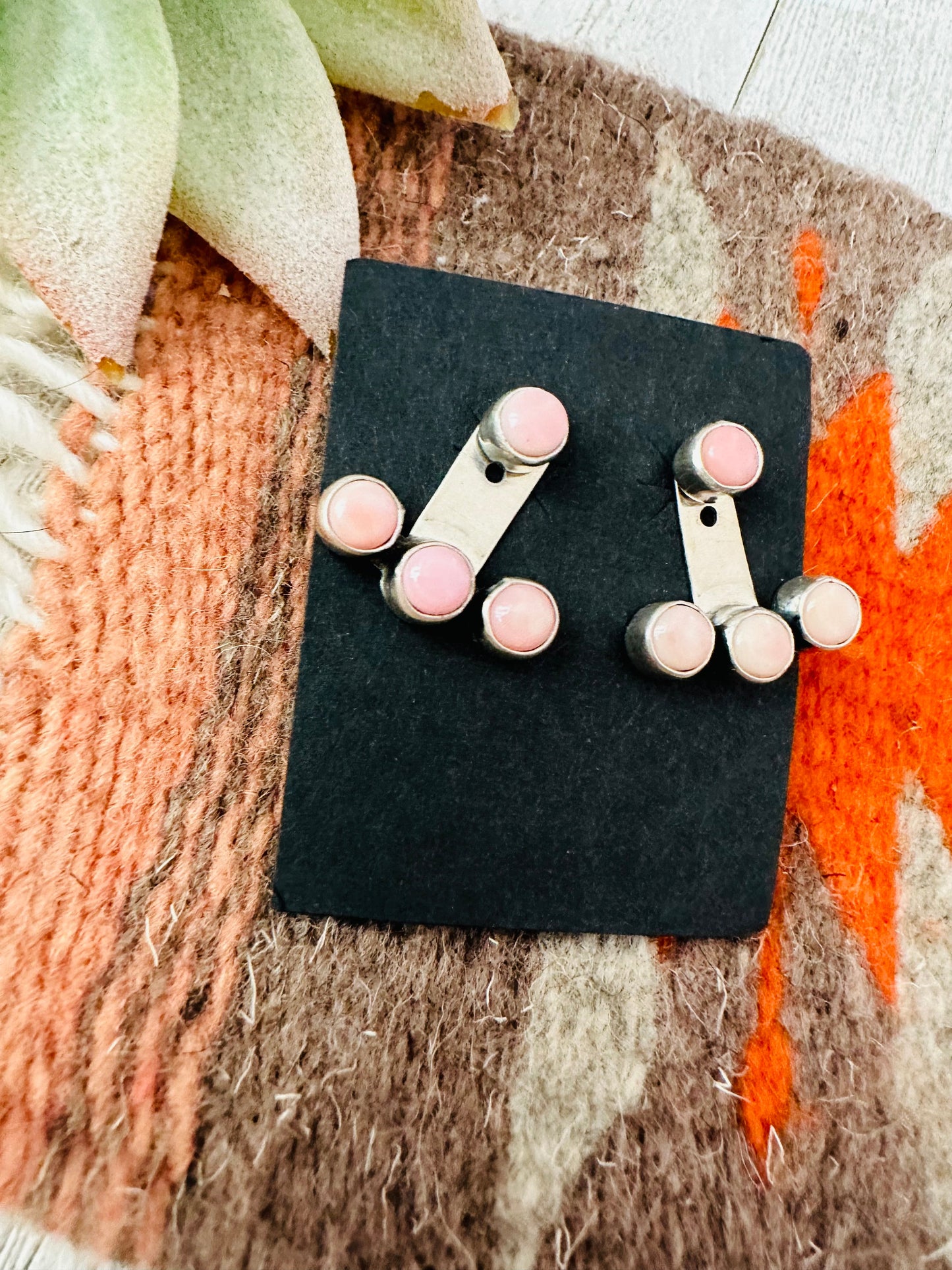 Handcrafted Queen Pink Conch & Sterling Silver Post Earrings
