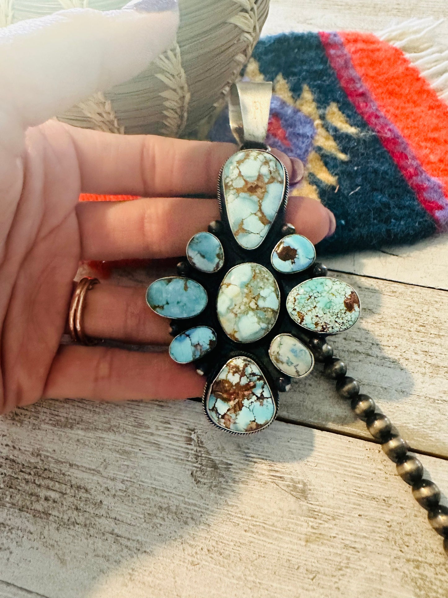 Handcrafted Golden Hills Turquoise & Sterling Silver Pendant by Paul Livingston