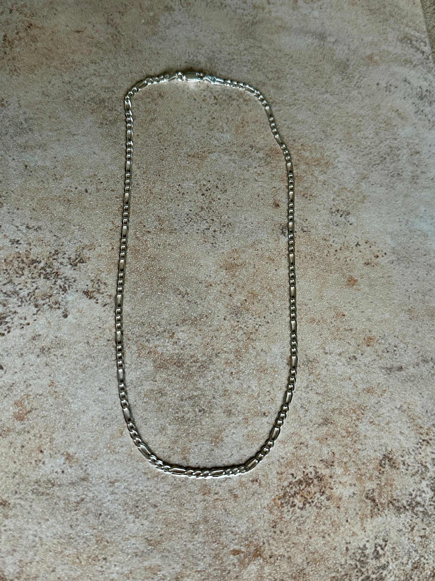 Figaro Sterling Silver Chain Necklace 16”