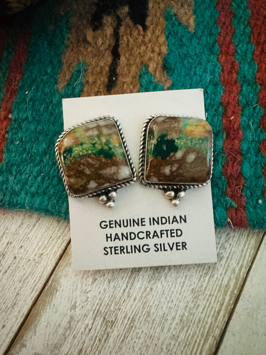 Navajo Sterling Silver & Turquoise Post Earrings