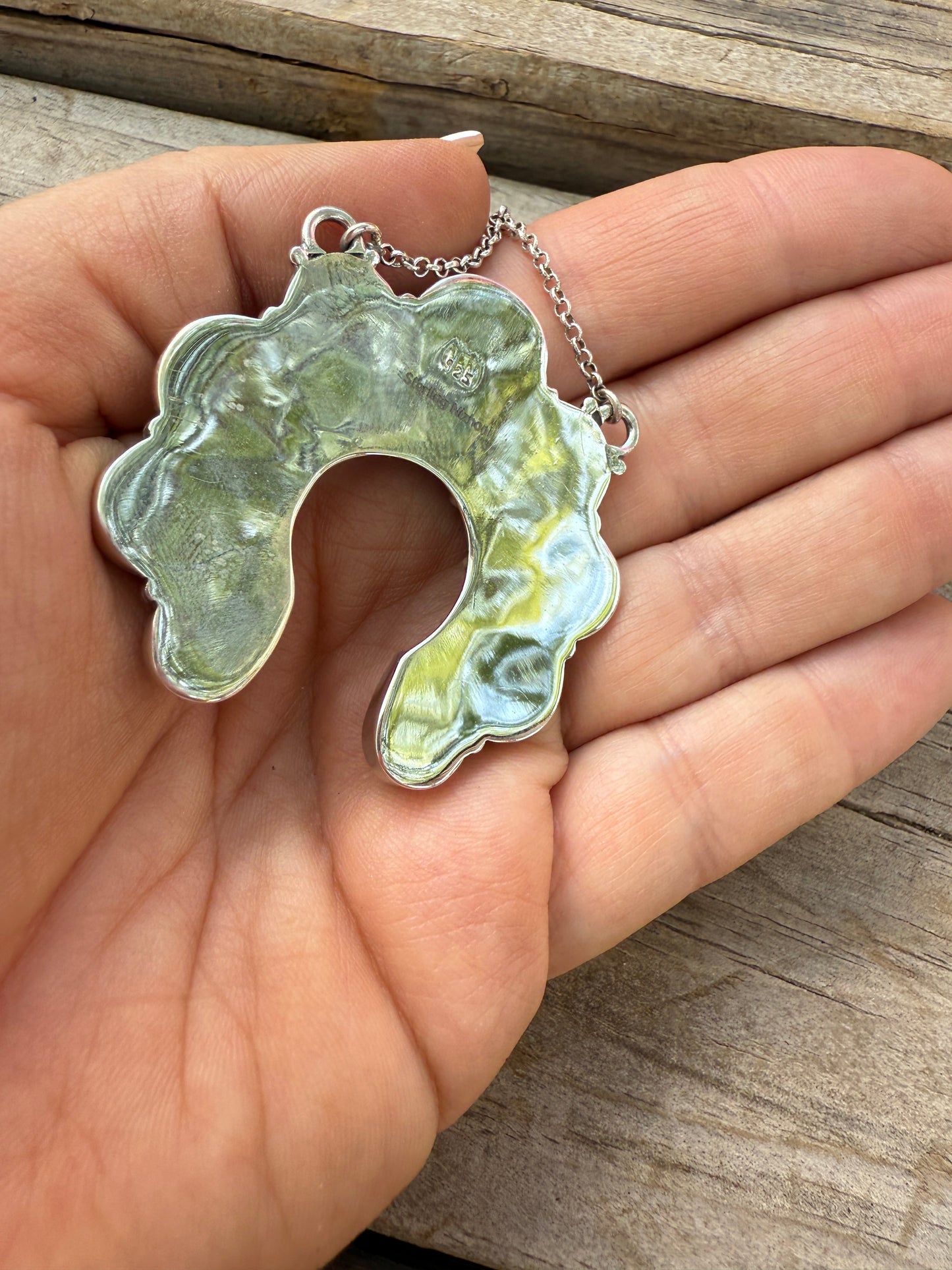 Beautiful Handmade Sterling Silver & Golden Hills Turquoise Naja Necklace