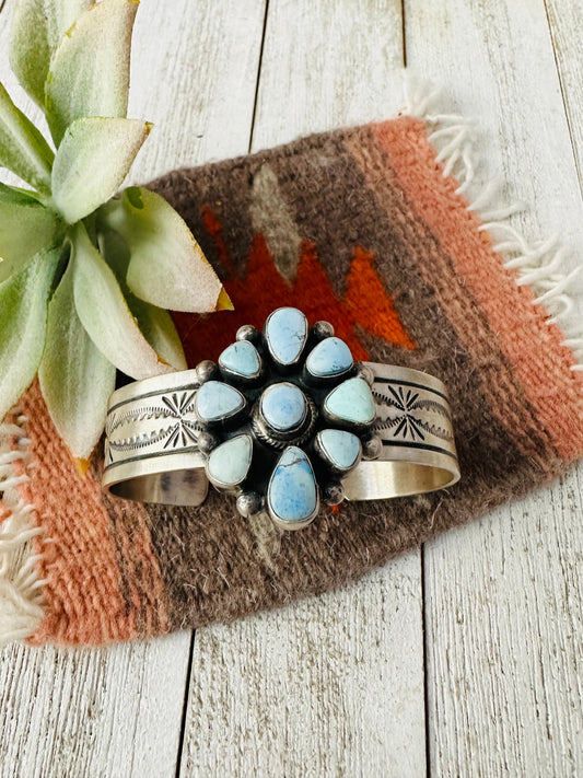 Handcrafted Golden Hills Turquoise & Sterling Silver Cuff Bracelet /