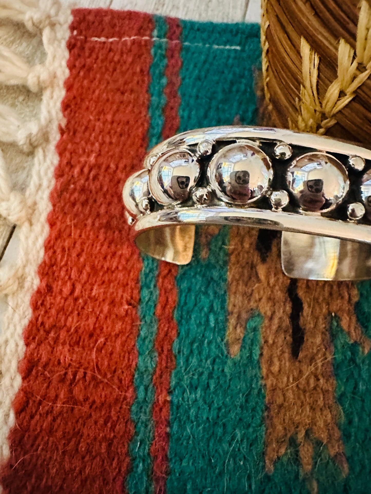 Hand Crafted Sterling Silver Ball Cuff Bracelet