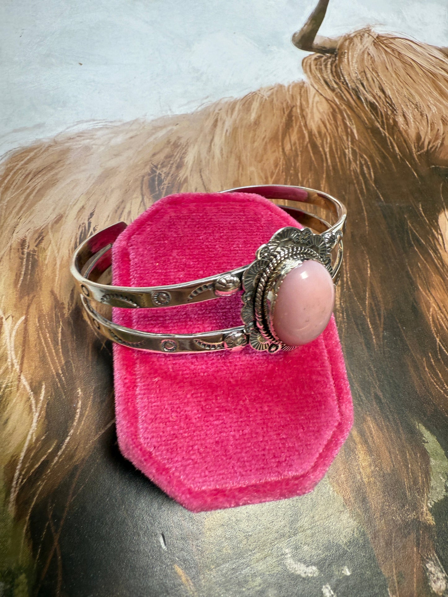 Beautiful Handmade Sterling Silver Pink Conch Cuff