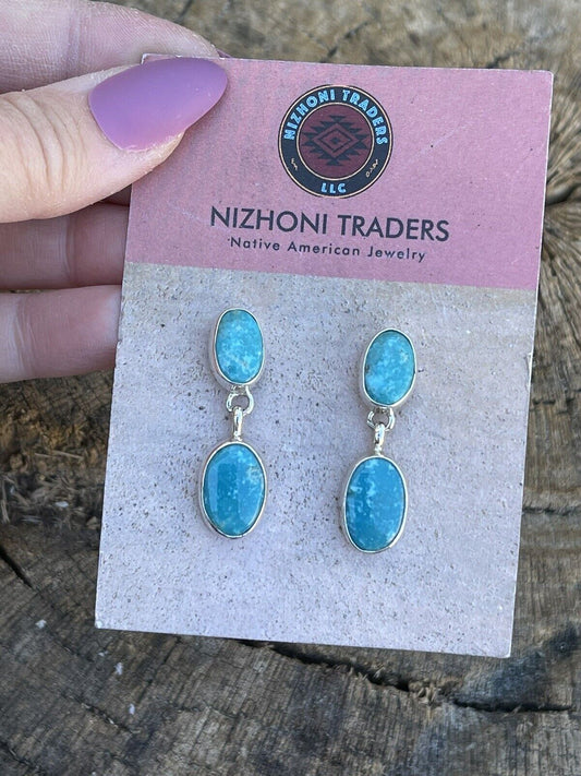 Handcrafted Sterling Silver Turquoise Dangle Earrings
