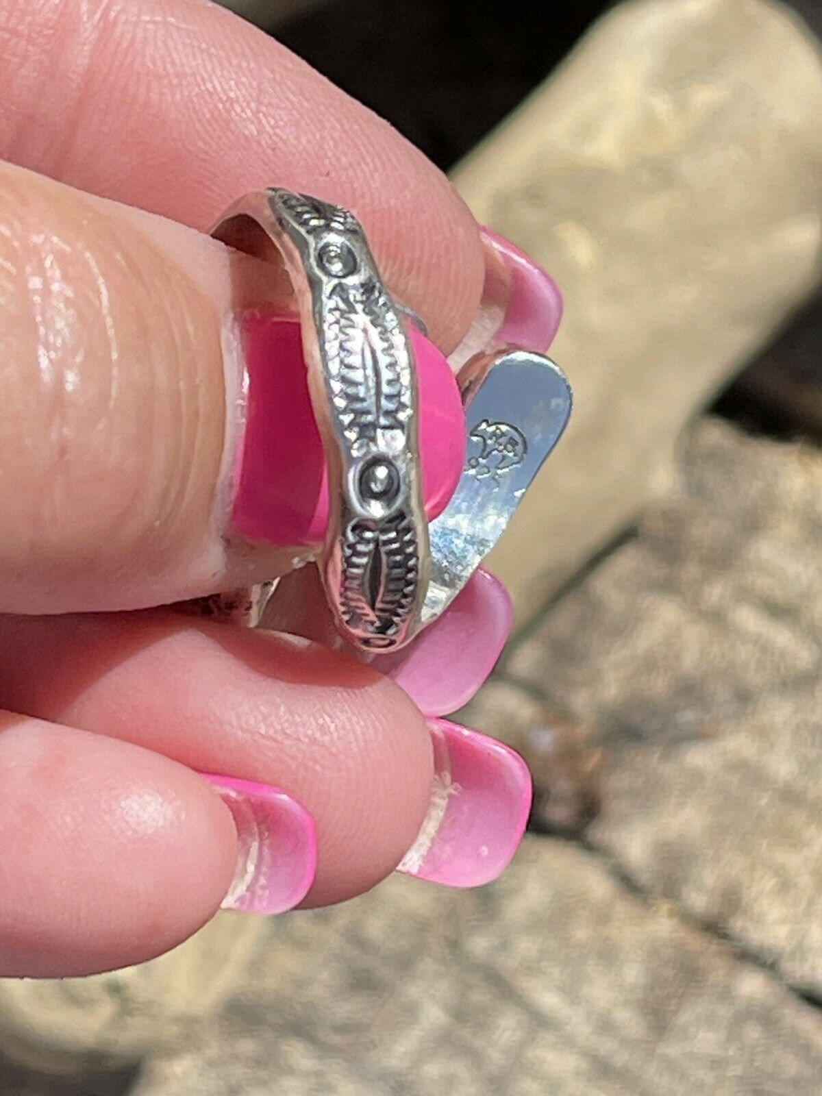 Handcrafted Sterling Silver Pink/ Purple Opal Adjustable 4 Stone Ring