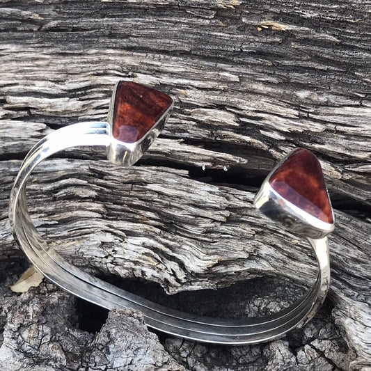 Handcrafted Spiny Oyster & Sterling Silver Bracelet Cuff Signed