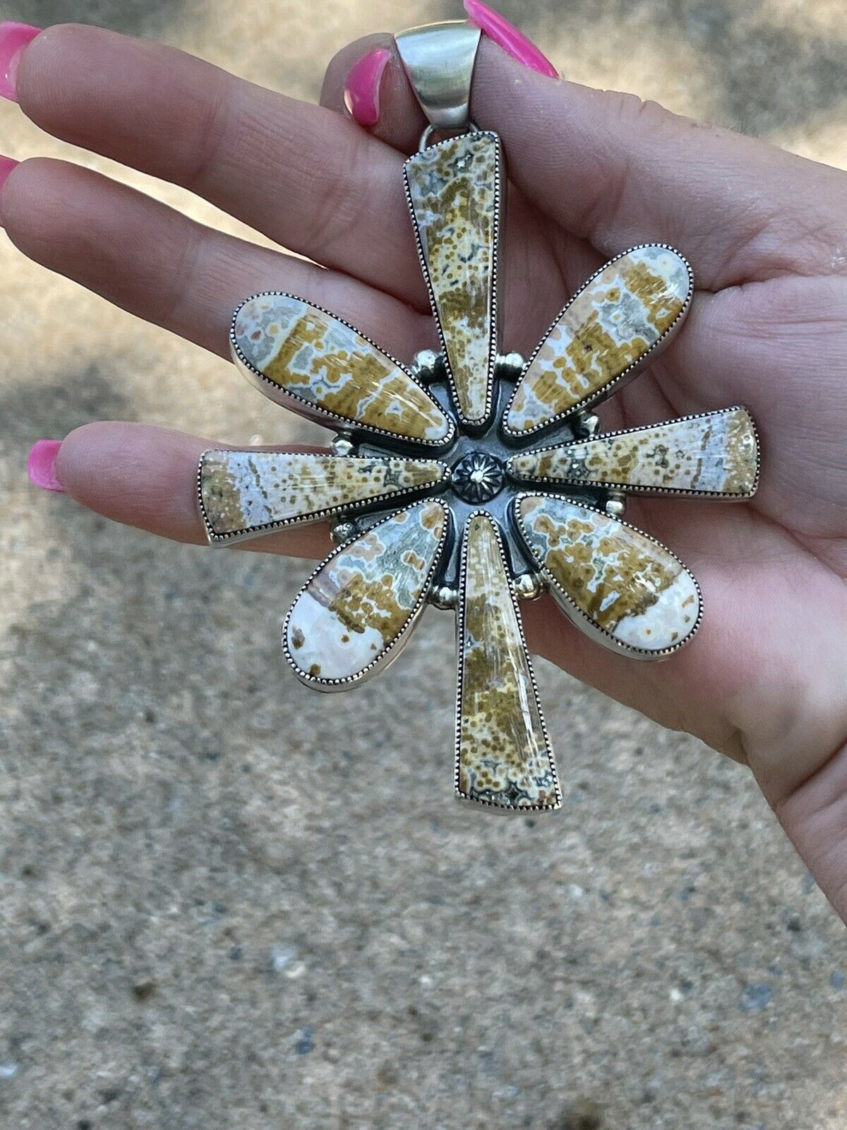 Handcrafted Sterling Silver Jasper Jumbo Cluster Pendant