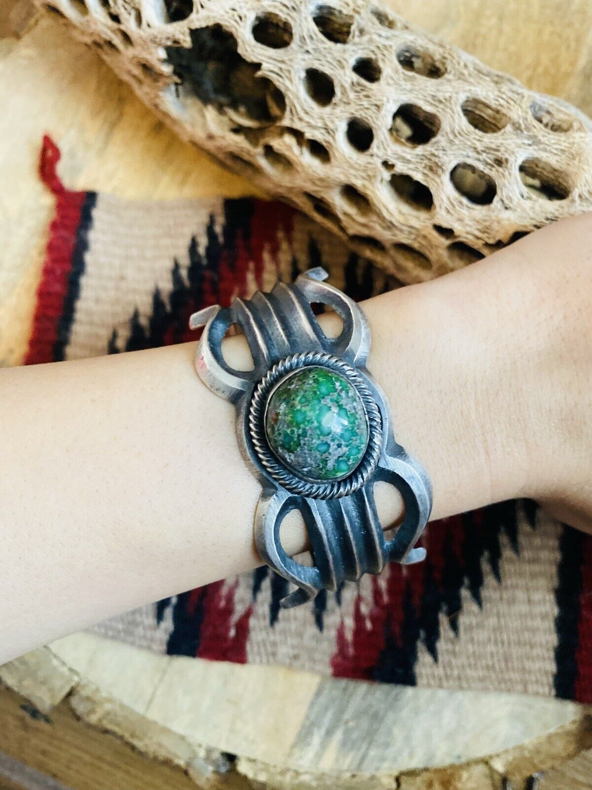 Handcrafted Sterling Silver & Sonoran Gold Turquoise Cuff Bracelet