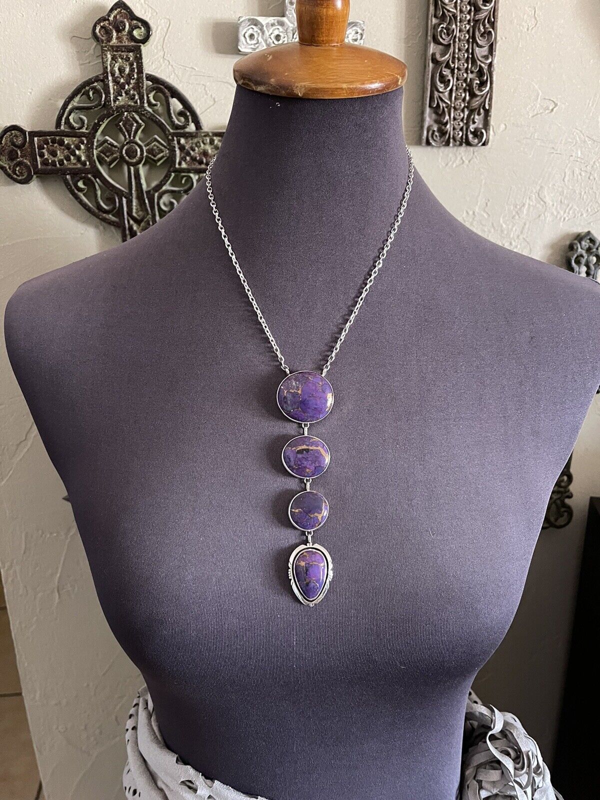 Handcrafted Purple Dream Mojave & Sterling Silver Lariat Necklace