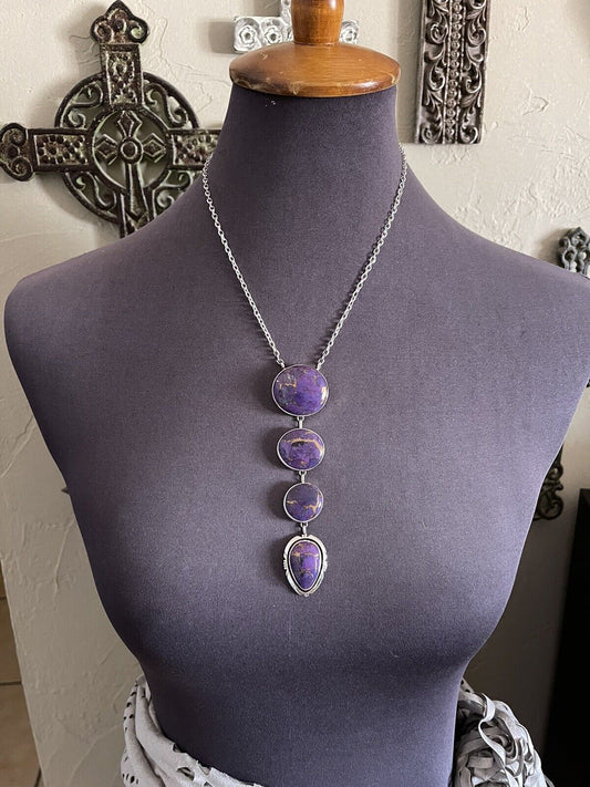 Handcrafted Purple Dream Mojave & Sterling Silver Lariat Necklace