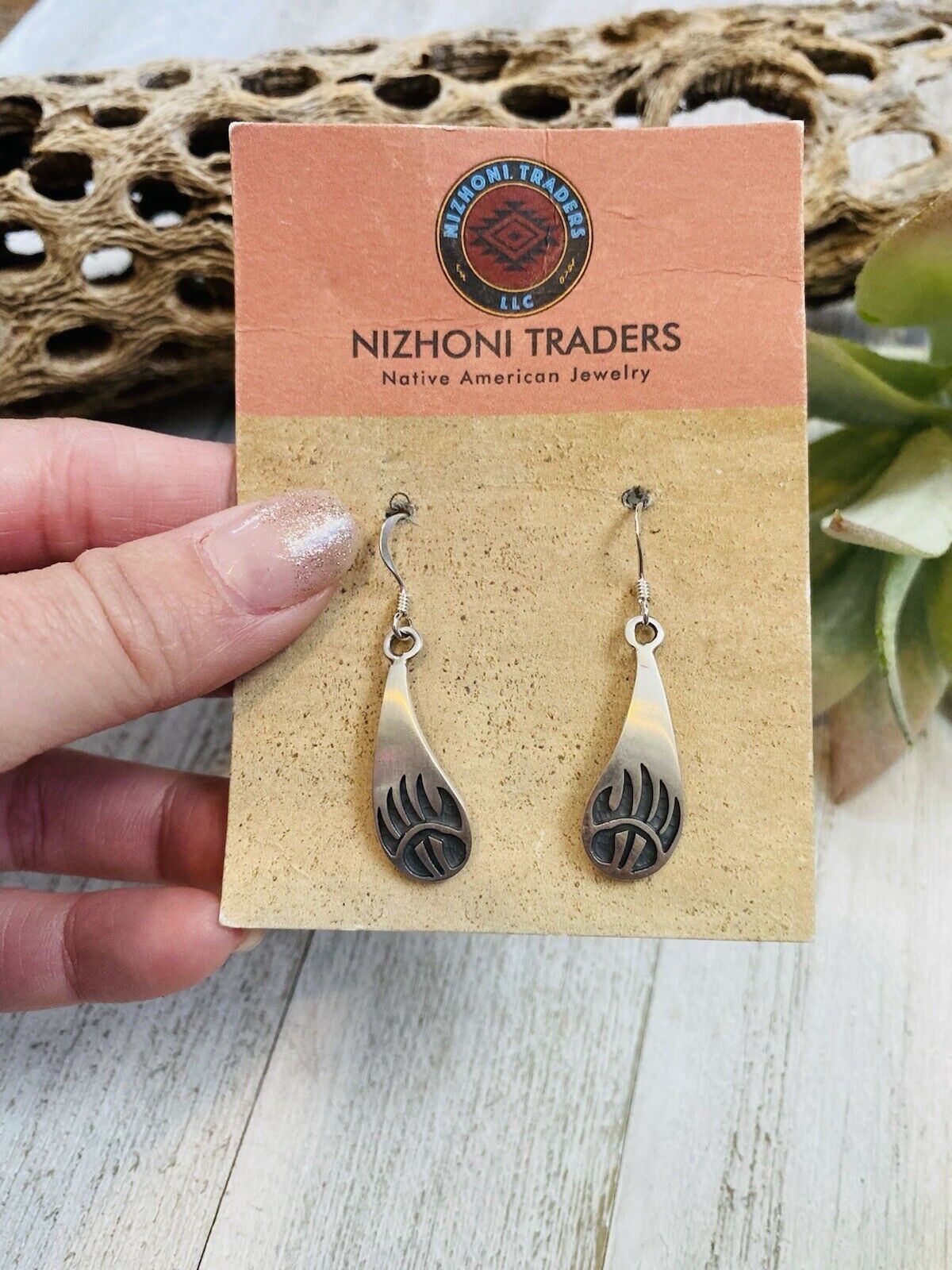 Handcrafted Sterling Silver Bear Paw Dangle Earrings