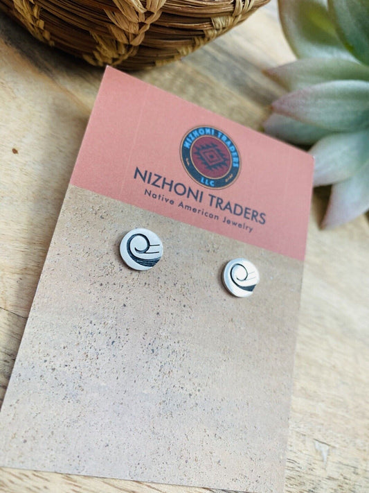 Handcrafted Overlaid Sterling Silver Swirl Stud Earrings