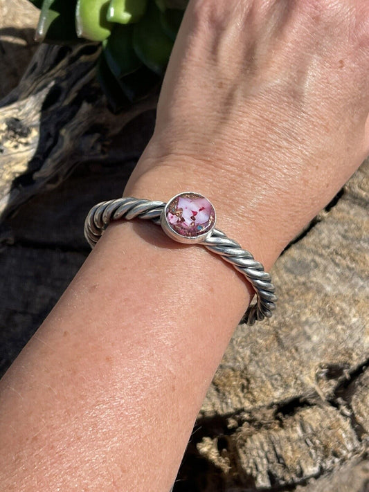 Handcrafted Pink Dream Mojave Sterling Silver Custom Cuff