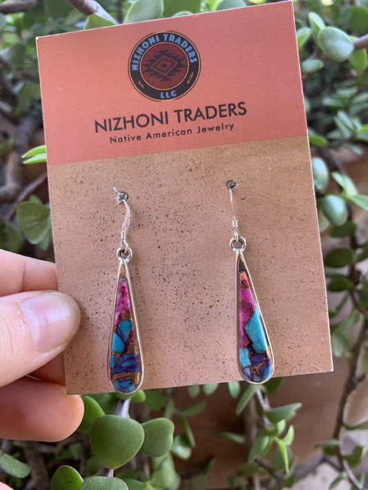 Handcrafted Pink Dream Mohave & Sterling Silver Rain Drop Dangle Earrings