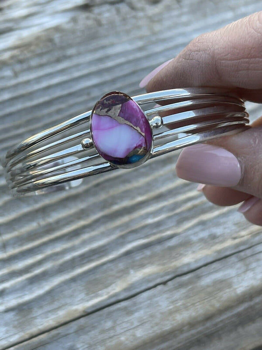 Handcrafted Pink Dream Mojave Sterling Silver Custom Cuff