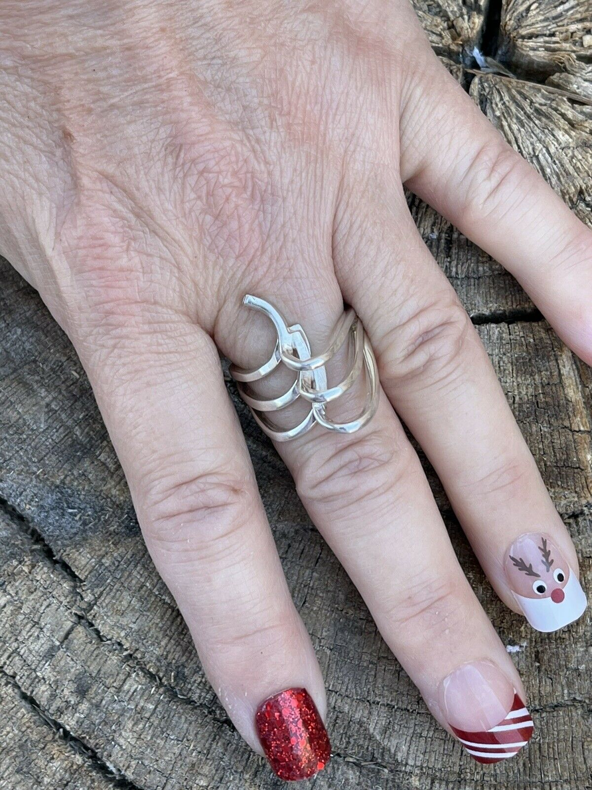 Beautiful Navajo Sterling Silver Swirls Wave Ring