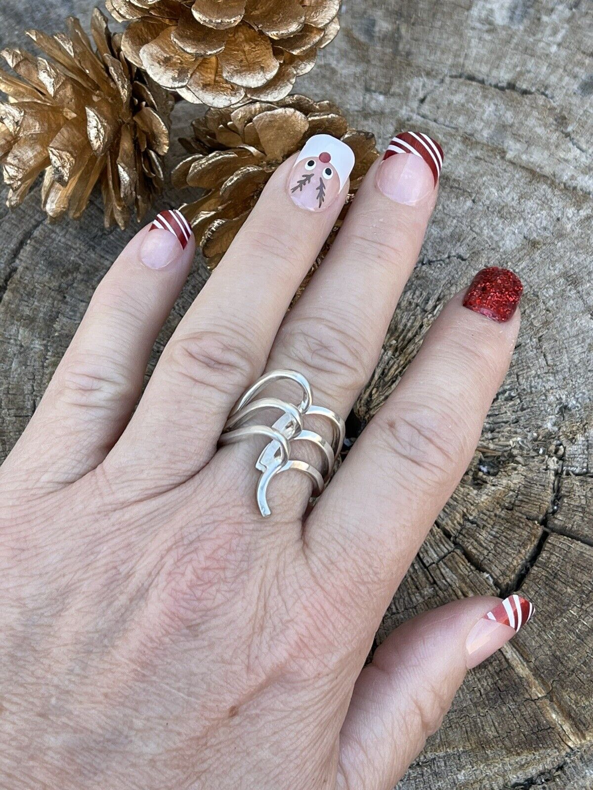 Beautiful Navajo Sterling Silver Swirls Wave Ring