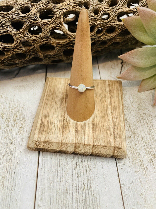 Handcrafted Sterling Silver & White Opal Ring
