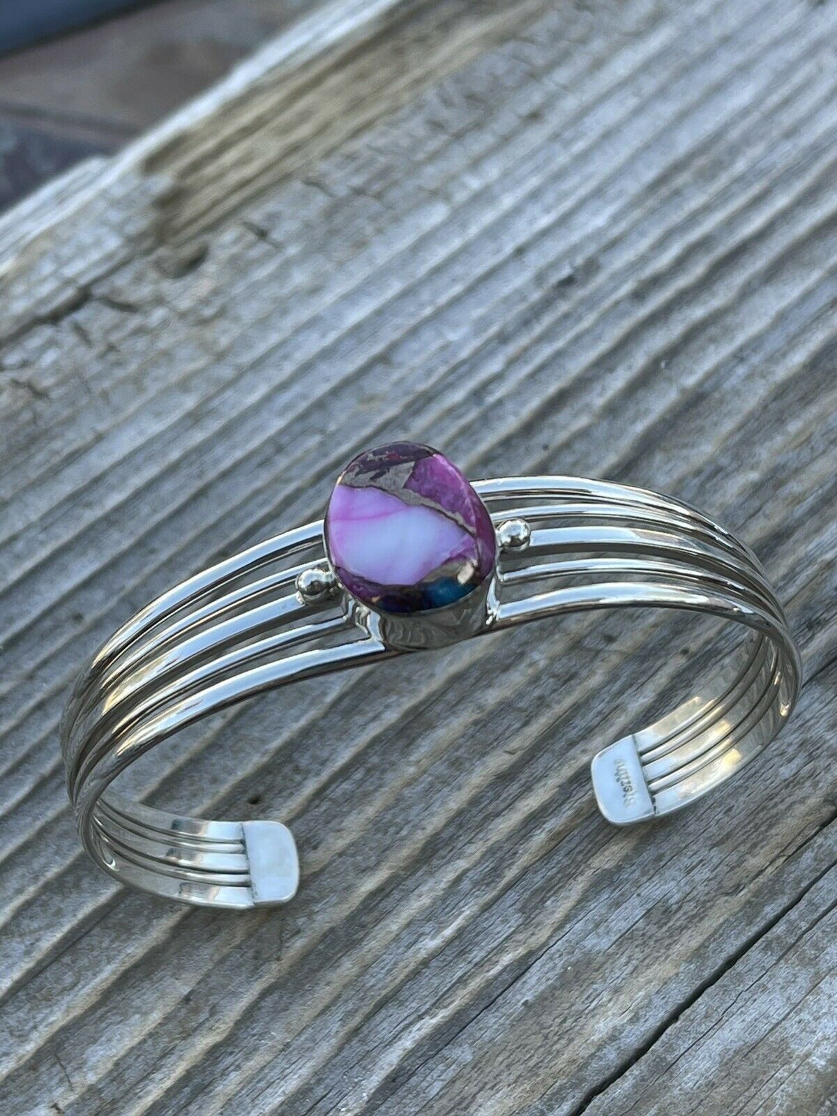 Handcrafted Pink Dream Mojave Sterling Silver Custom Cuff
