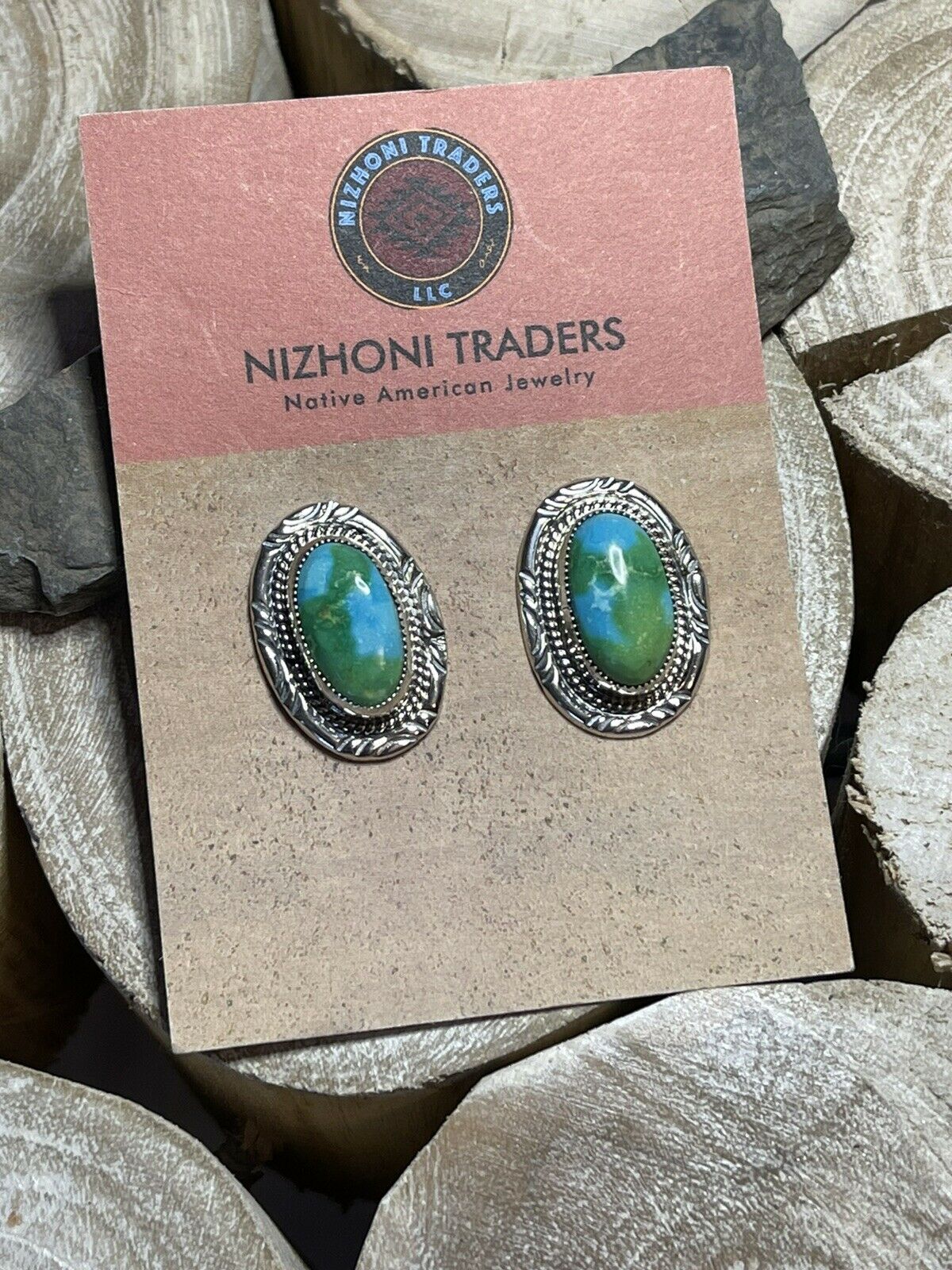 Handcrafted Sonoran Mountain Turquoise & Sterling Silver Stud Earrings