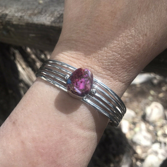 Handcrafted Pink Dream Mojave Sterling Silver Custom Cuff