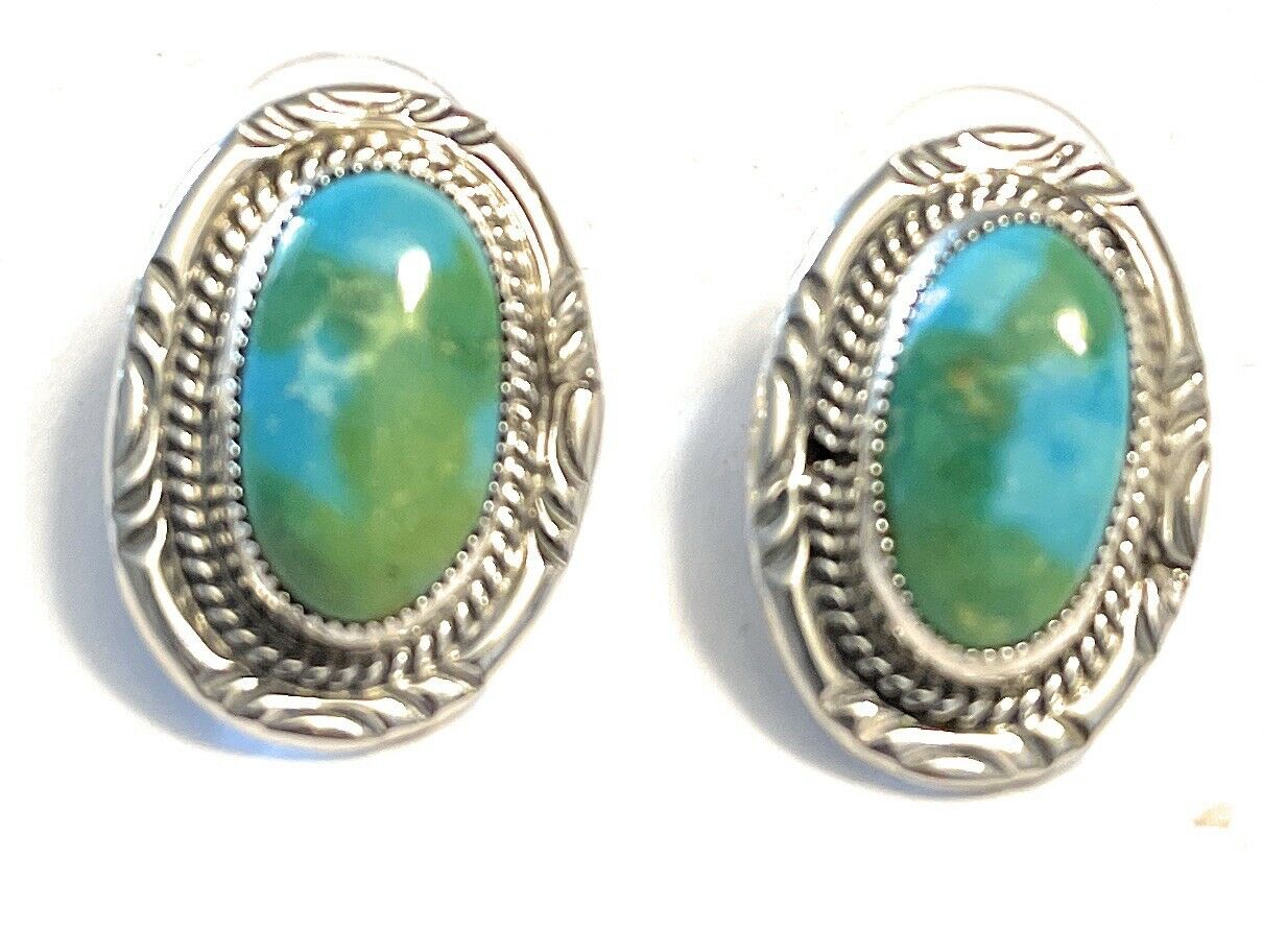 Handcrafted Sonoran Mountain Turquoise & Sterling Silver Stud Earrings