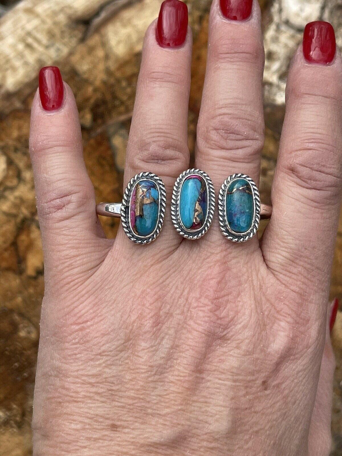 Handcrafted Purple Dream & Sterling Ring Adjustable