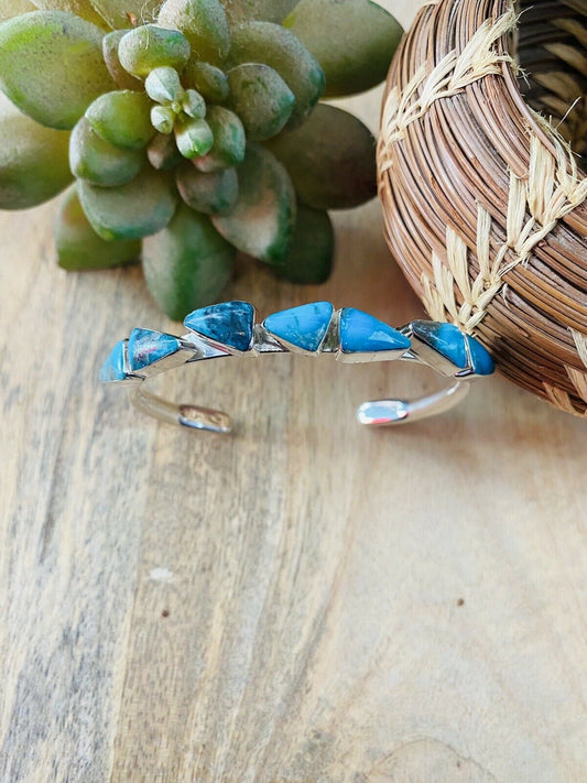 Turquoise & Sterling Silver Stacker Cuff Bracelet
