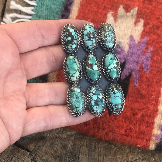 Handcrafted Tibetan Turquoise Sterling Silver Statement Ring Sz 8.5 Kevin Billah