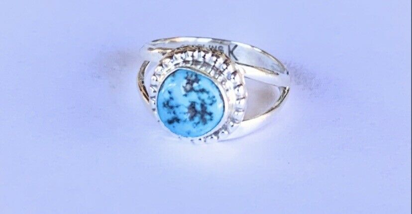 Navajo Kingmen Turquoise & Sterling Silver Double Band Ring