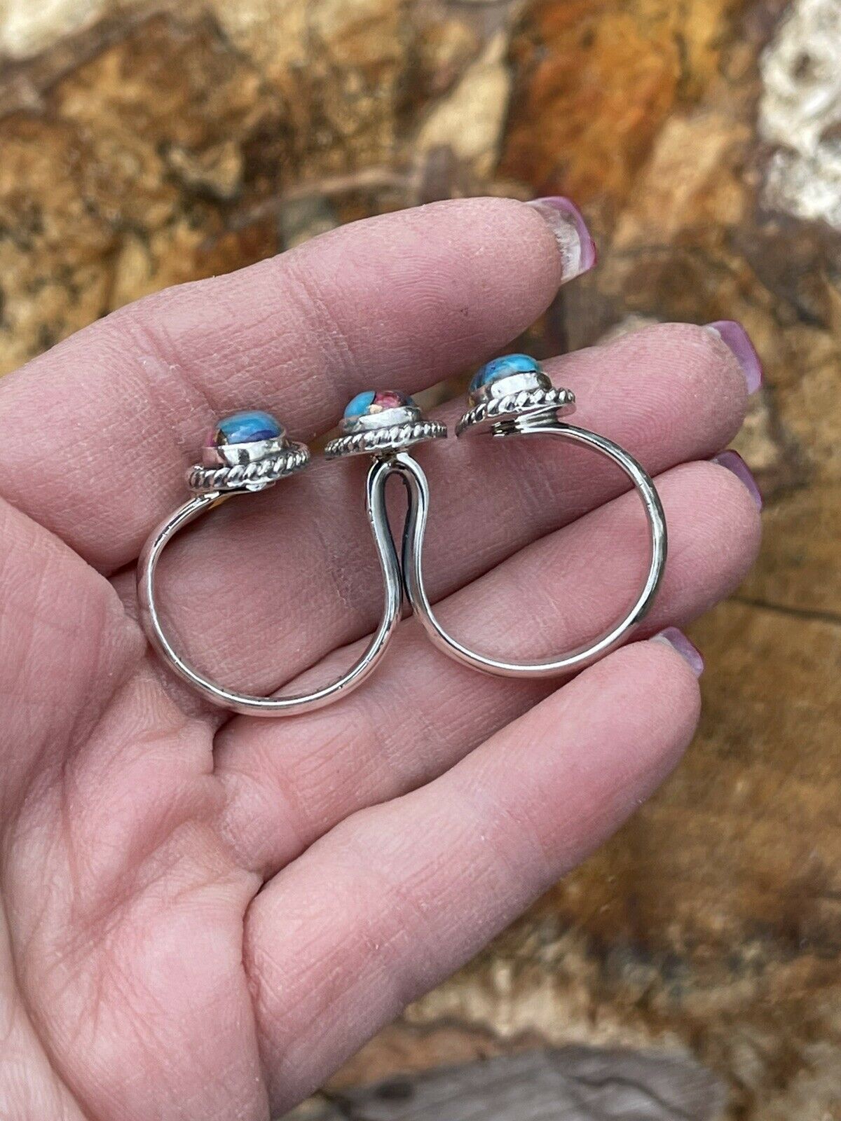 Handcrafted Purple Dream & Sterling Ring Adjustable