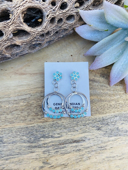 Handcrafted Sterling Silver & Turquoise Dangle Earrings