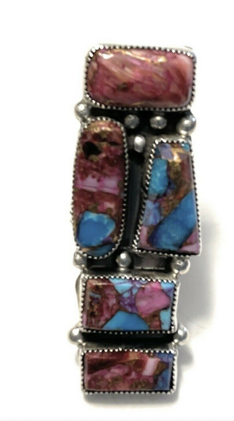 Handcrafted Pink Dream Mohave & Sterling Silver 5 Stone Ring