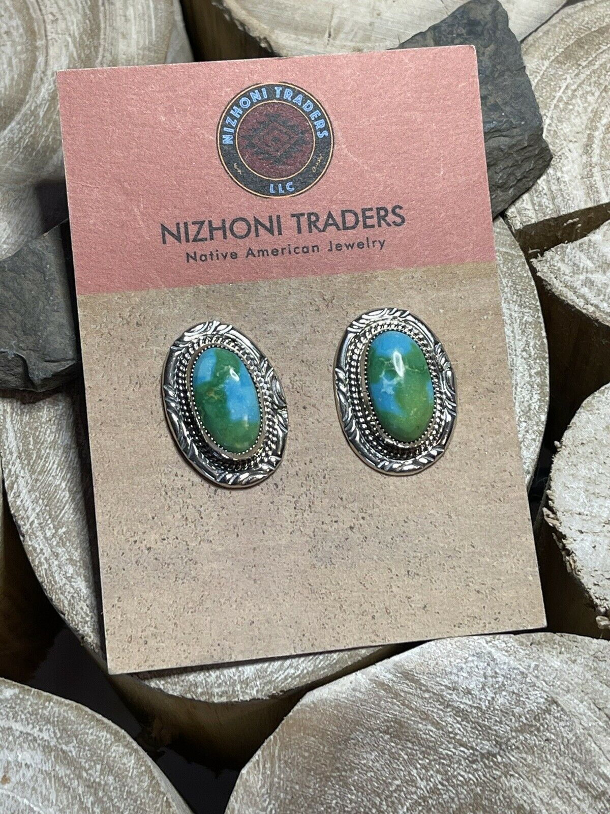 Handcrafted Sonoran Mountain Turquoise & Sterling Silver Stud Earrings