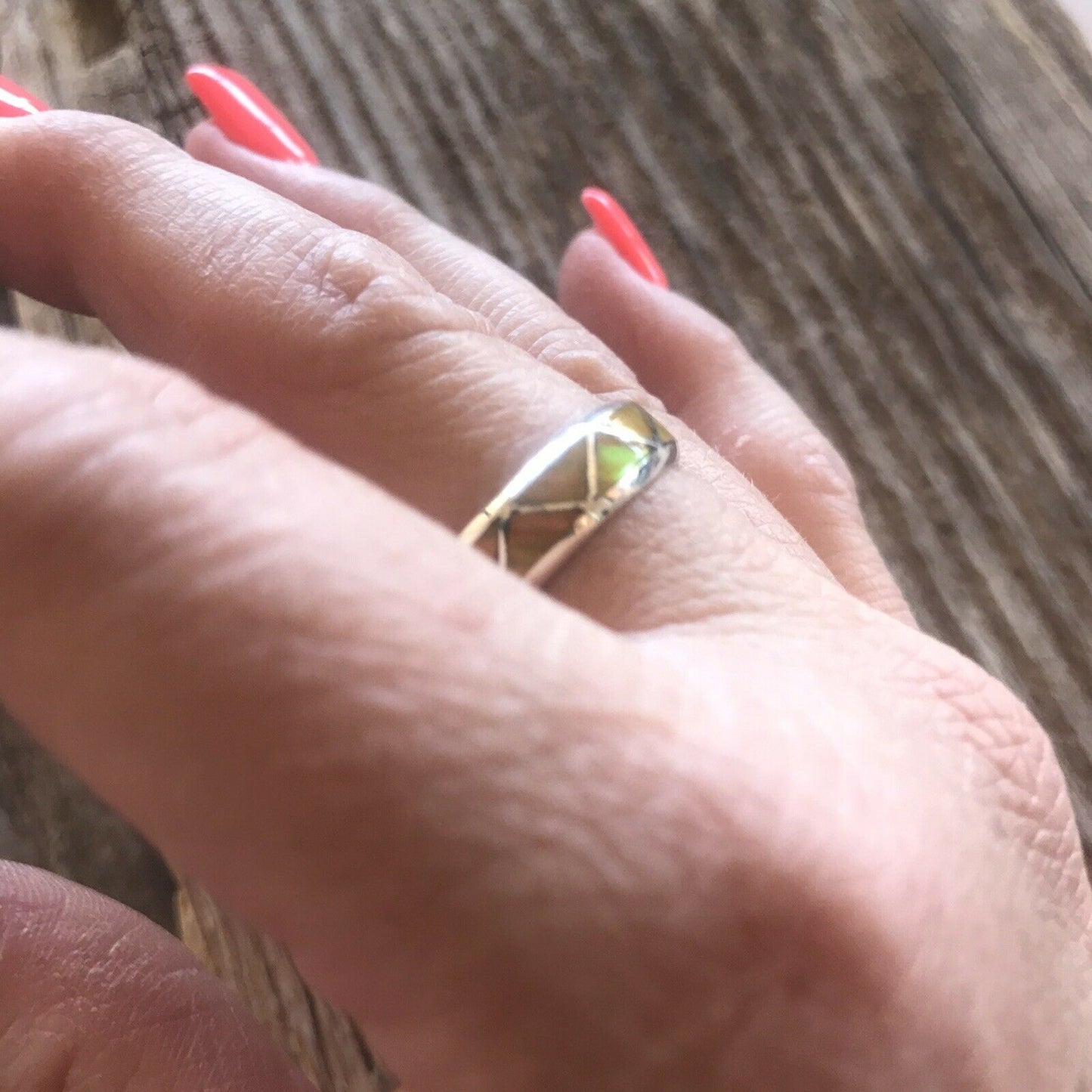 Handcrafted Sterling Silver Yellow Opal Band Ring