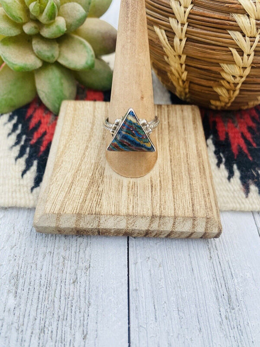 Handcrafted Sterling Silver & Rainbow Triangle Ring