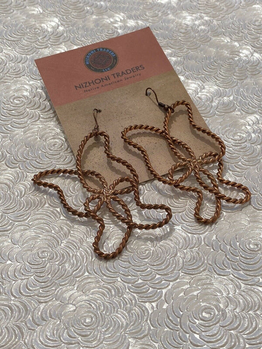 Handcrafted Copper Butterfly Twist Wire Dangle Earrings