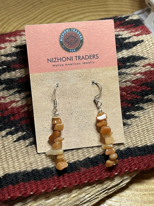 Sterling Silver Cream Quartz Chip Dangle Earrings