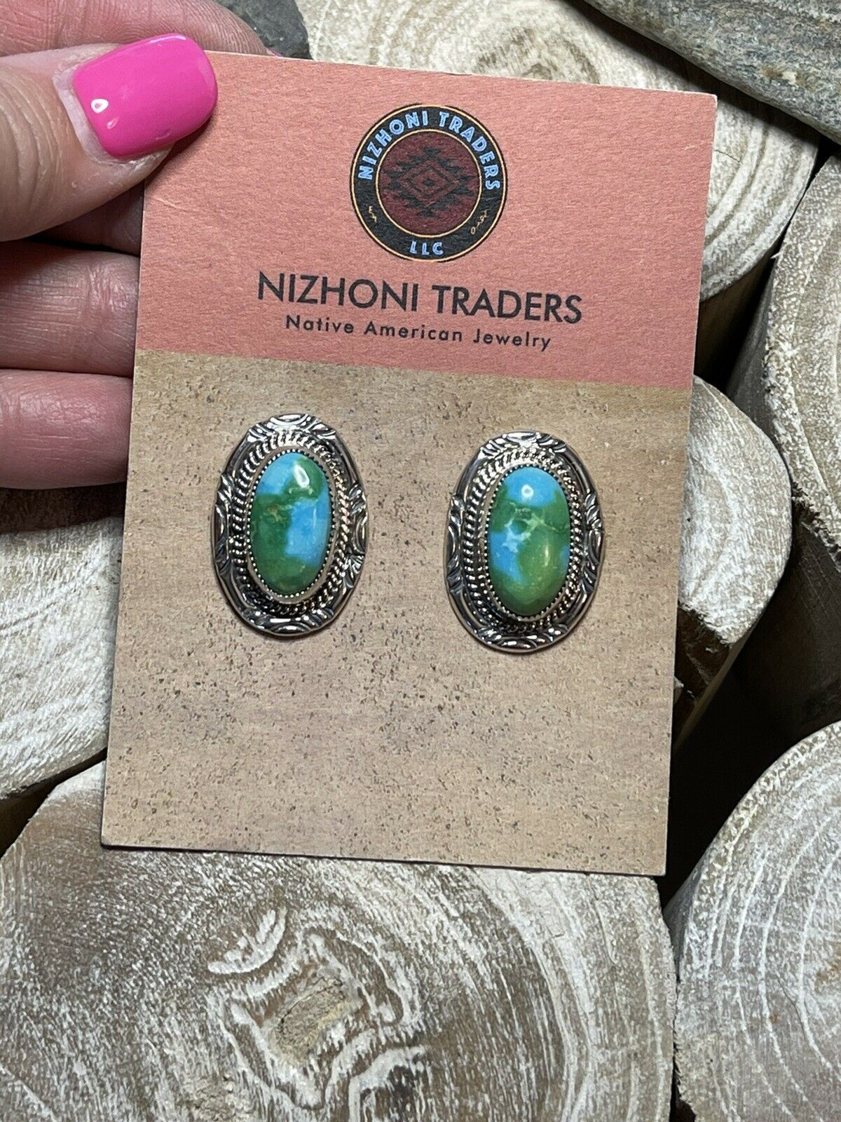 Handcrafted Sonoran Mountain Turquoise & Sterling Silver Stud Earrings