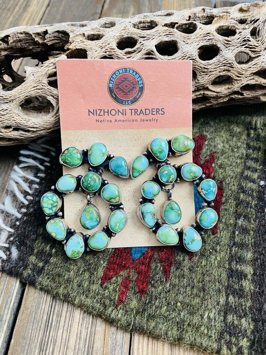 Handcrafted Sterling Silver & Sonoran Gold Turquoise Cluster Earrings By Ella Peter