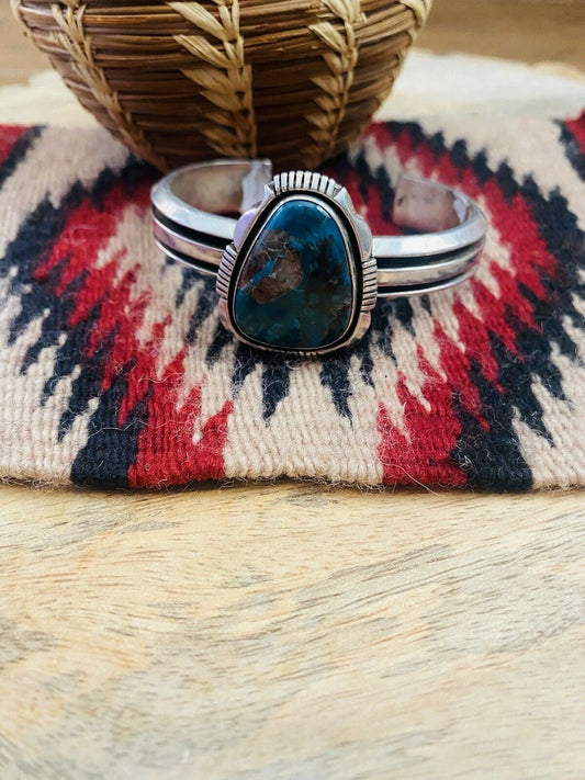 Handcrafted Vintage Royston Turquoise & Sterling Silver Cuff Bracelet by Cooper Willie