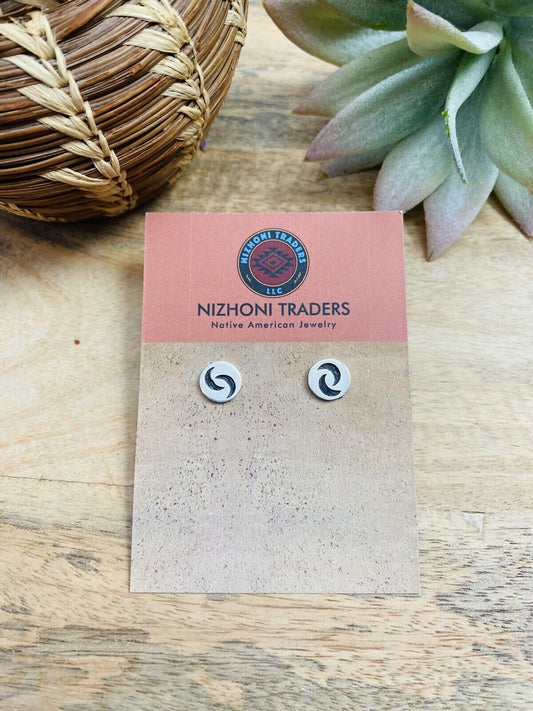 Handcrafted Overlaid Sterling Silver Moon Stud Earrings