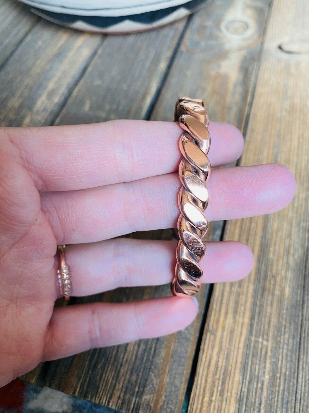 Handcrafted Copper Over Sterling Hand Twisted Cuff Bracelet